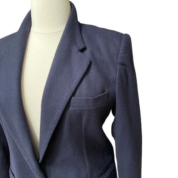 Vintage Navy Blue Wool 2 Button Blazer with Front Pockets by Michele Size: 12 - Picture 6 of 13